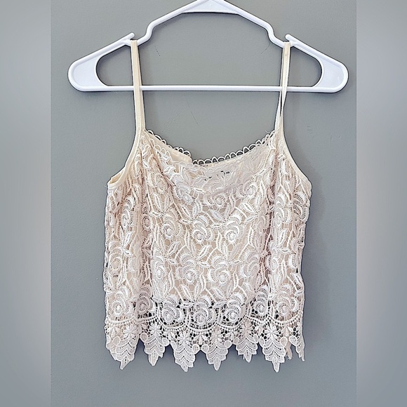 Vintage Joan&Lucy embroidered overlay tank fully lined size large cream - Picture 1 of 9